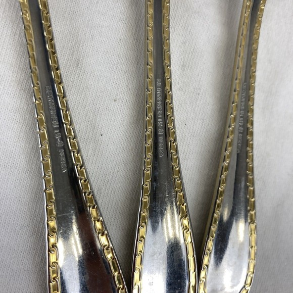 3 Retroneu GOLD ACCENT Chain 6”Spoons 18/8 Korea Stainless Flatware-GreatQuality - Picture 10 of 11